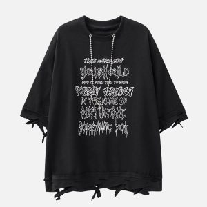 Concert Outfit Chain Decorated Oversized T-Shirt