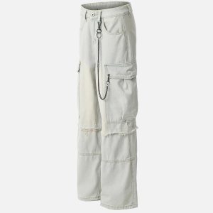 Concert Outfit Chain Design Big Pockets Cargo Jeans