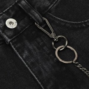 Concert Outfit Chain Design Big Pockets Cargo Jeans