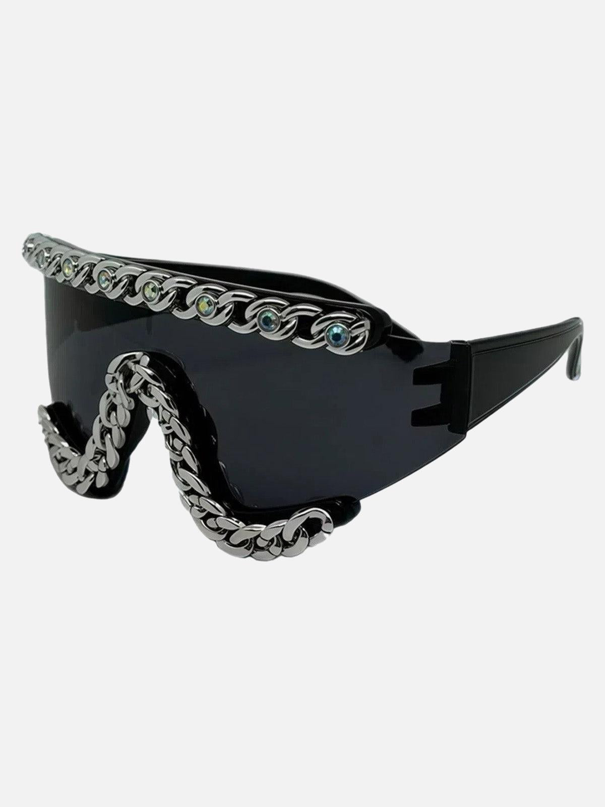Concert Outfit Chain-Embellished Sunglasses Concert Outfit Chain-Embellished Sunglasses