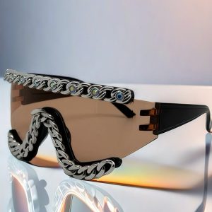 Concert Outfit Chain-Embellished Sunglasses