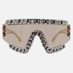 Concert Outfit Chain-Embellished Sunglasses