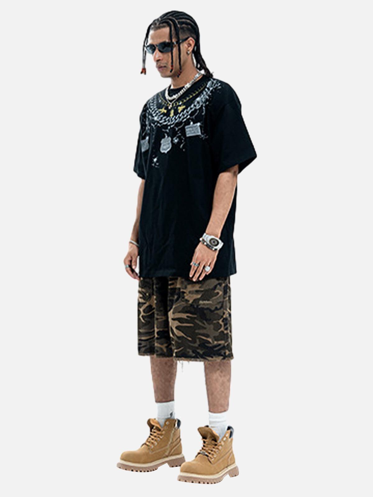 Concert Outfit Chain Print Crew Neck T-Shirt Concert Outfit Chain Print Crew Neck T-Shirt