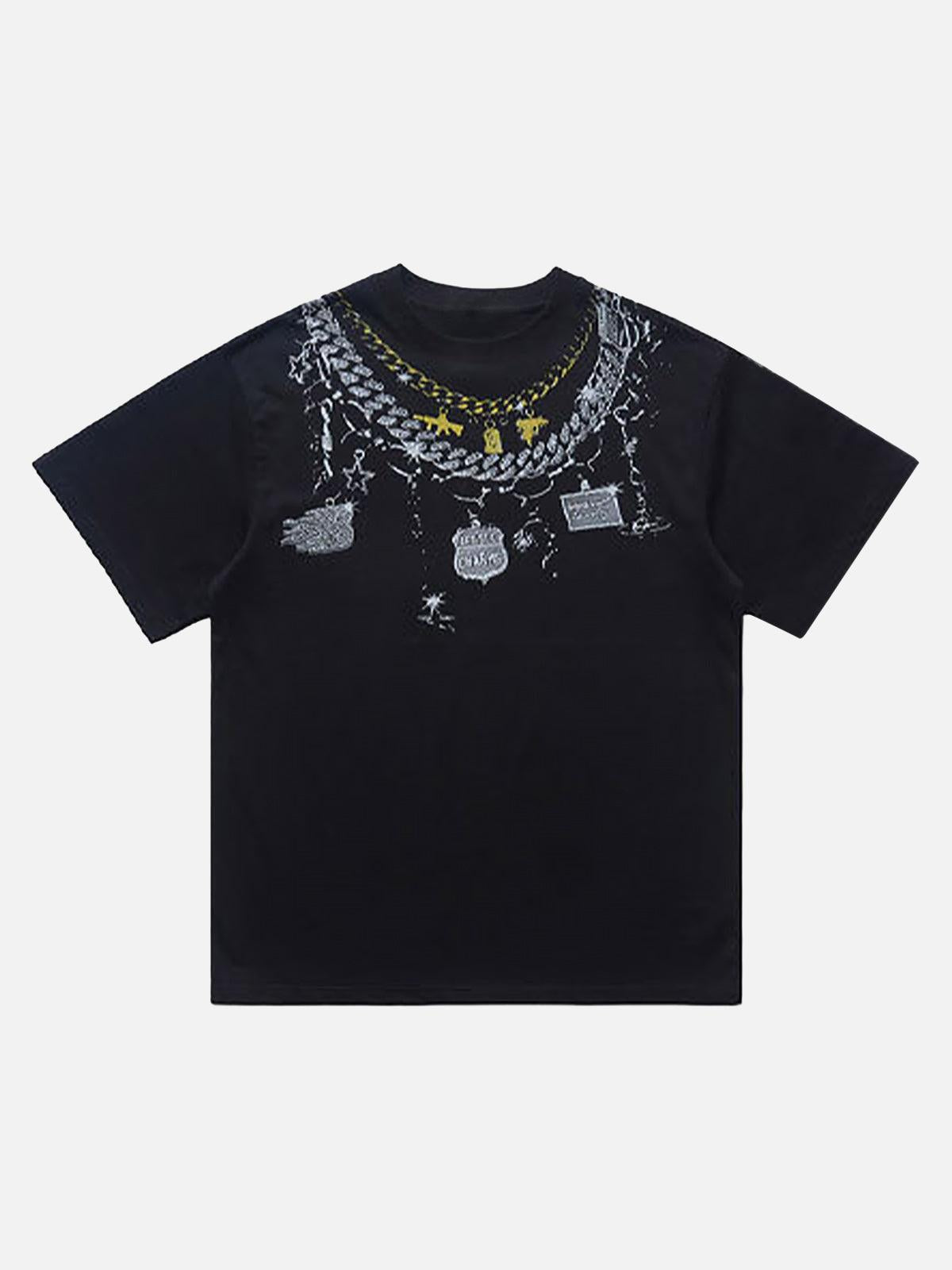 Concert Outfit Chain Print Crew Neck T-Shirt Concert Outfit Chain Print Crew Neck T-Shirt