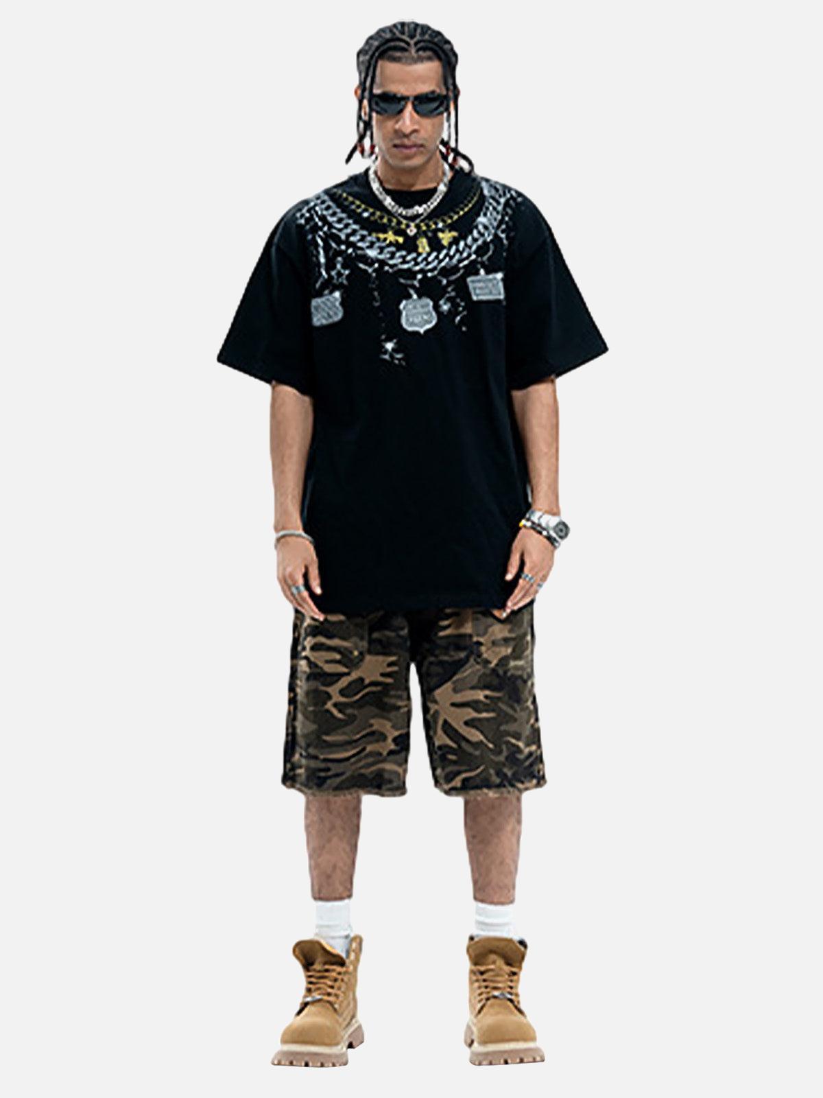 Concert Outfit Chain Print Crew Neck T-Shirt Concert Outfit Chain Print Crew Neck T-Shirt