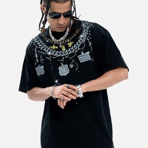 Concert Outfit Chain Print Crew Neck T-Shirt