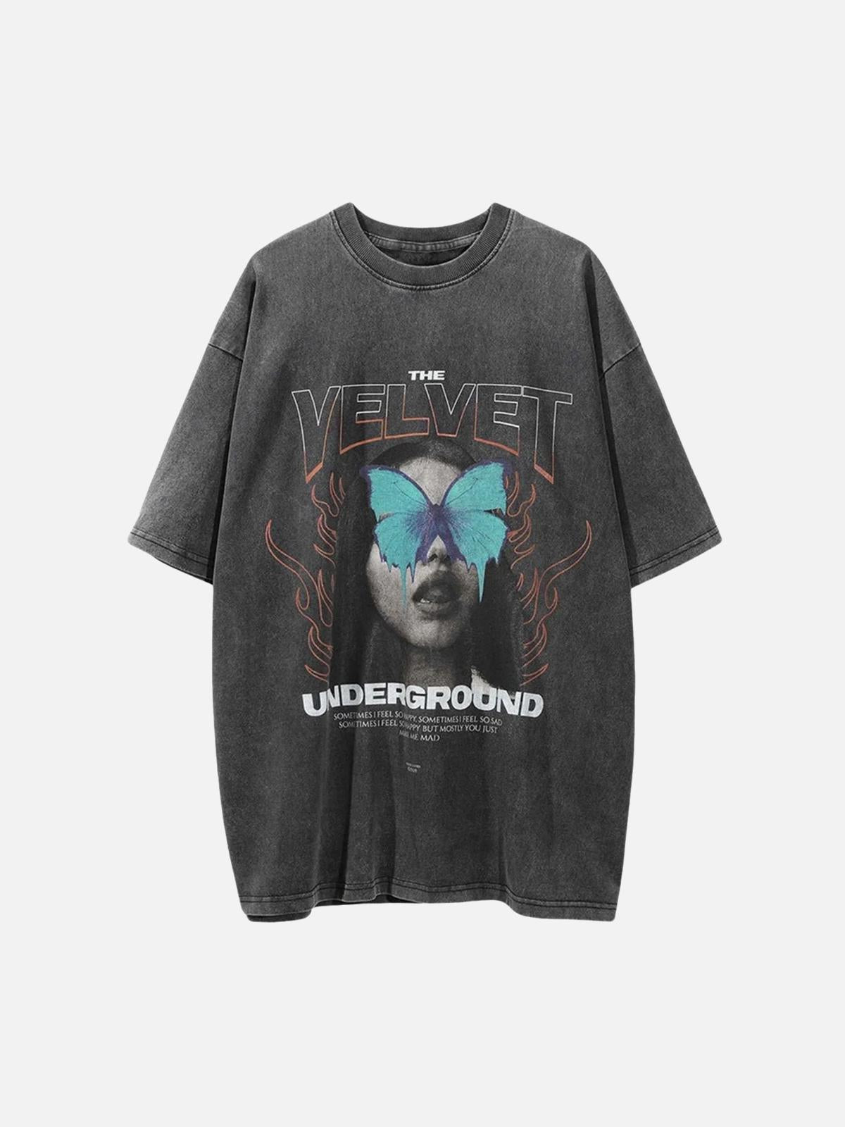 Concert Outfit Character Printed Washed & Aged T-Shirt Concert Outfit Character Printed Washed & Aged T-Shirt