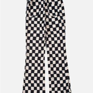Concert Outfit Checkerboard Elastic Horn Pants