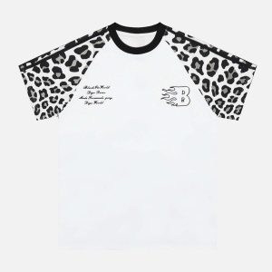 Concert Outfit Cheetah Print Raglan Sleeve T-Shirt
