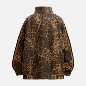 Concert Outfit Cheetah Print Suede Track Jacket
