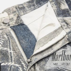 Concert Outfit Cigarette Digital Print Imitation Jeans