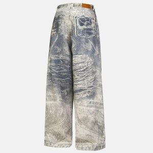 Concert Outfit Cigarette Digital Print Imitation Jeans