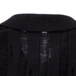 Concert Outfit Cleanfit Black Knit Zip-Up Short-Sleeve Shirt