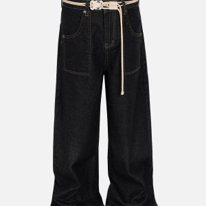 Concert Outfit Cleanfit Buckle Belt Baggy Jeans