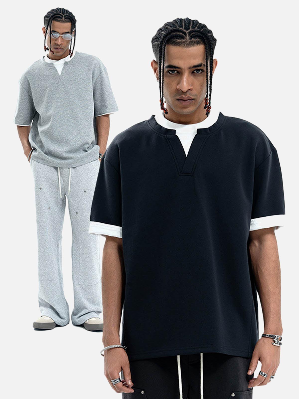 Concert Outfit Cleanfit Faux Two-Piece Oversized T-Shirt Concert Outfit Cleanfit Faux Two-Piece Oversized T-Shirt