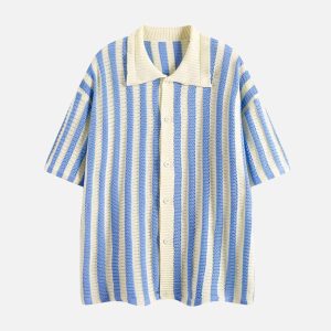 Concert Outfit Cleanfit Striped Knit Cardigan Shirt