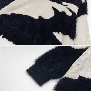 Concert Outfit Color Block Letter Jacquard Sweater