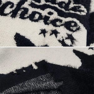 Concert Outfit Color Block Letter Jacquard Sweater