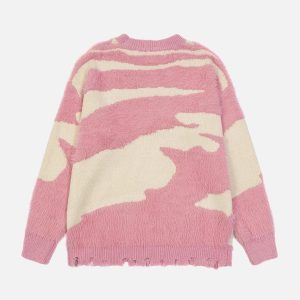 Concert Outfit Color Block Letter Jacquard Sweater