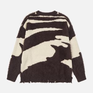 Concert Outfit Color Block Letter Jacquard Sweater