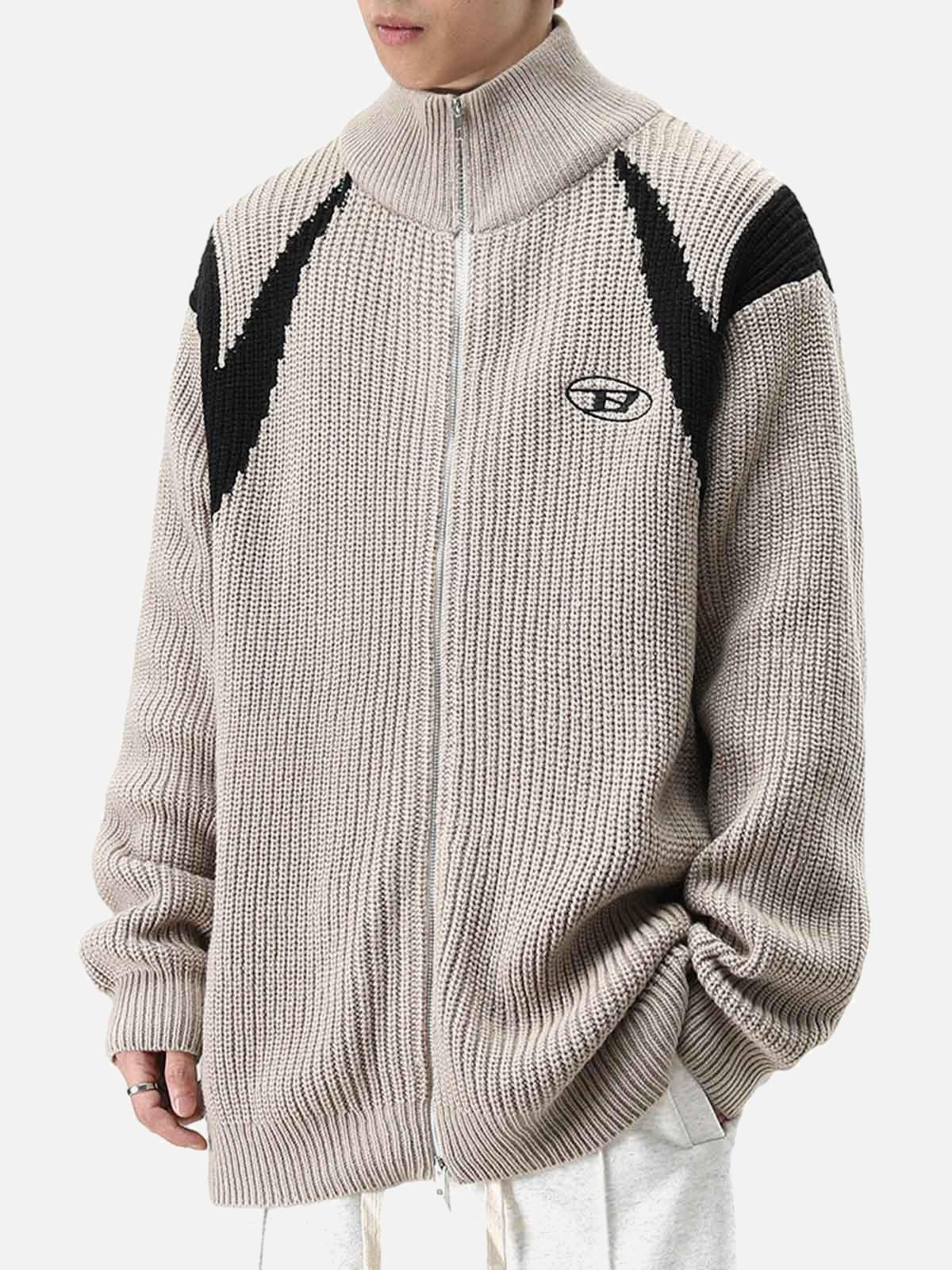 Concert Outfit Color Block Zipper Sweater Jacket Concert Outfit Color Block Zipper Sweater Jacket