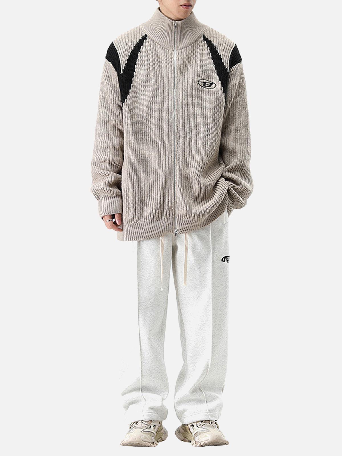 Concert Outfit Color Block Zipper Sweater Jacket Concert Outfit Color Block Zipper Sweater Jacket