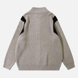 Concert Outfit Color Block Zipper Sweater Jacket