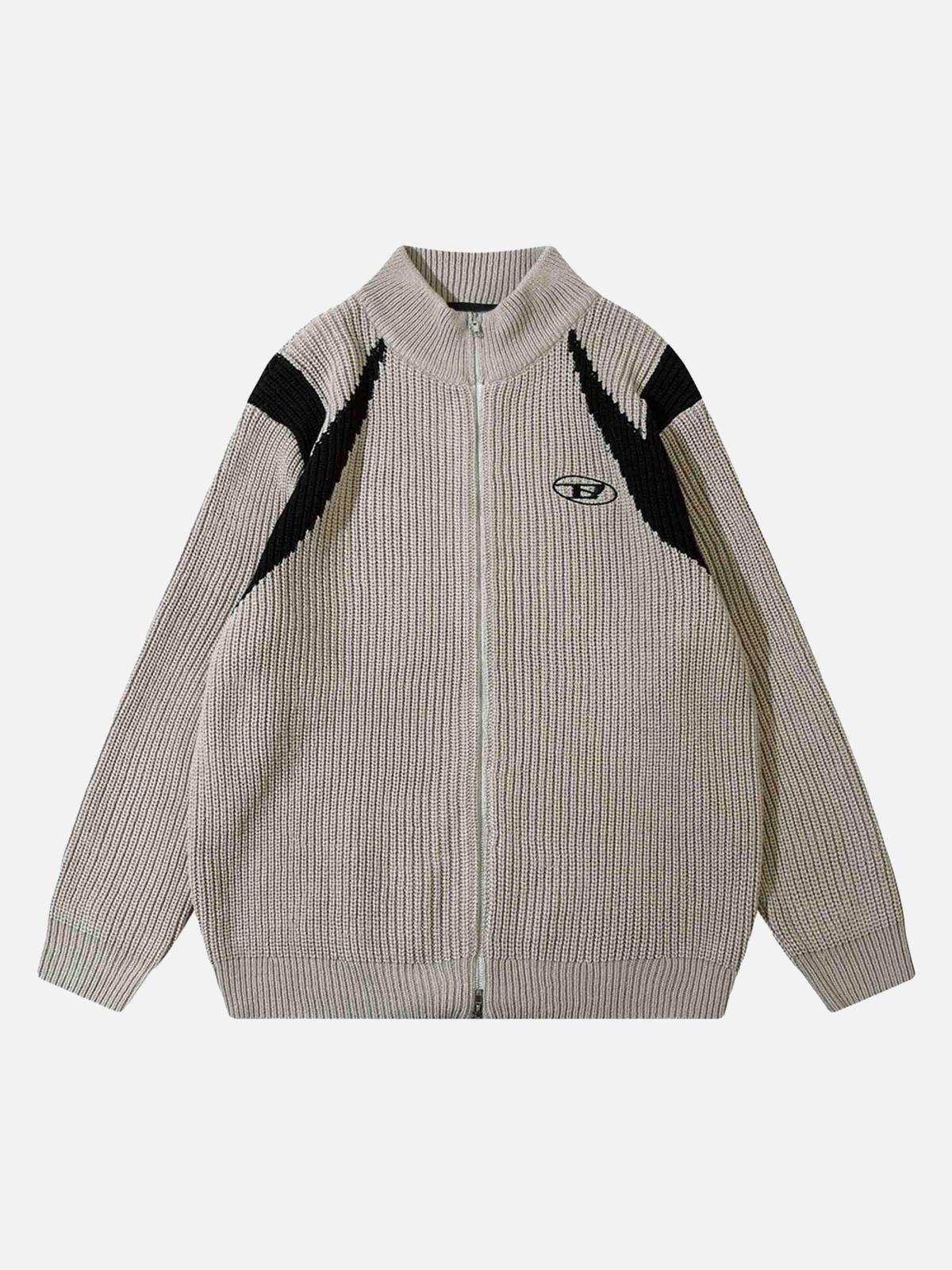 Concert Outfit Color Block Zipper Sweater Jacket Concert Outfit Color Block Zipper Sweater Jacket