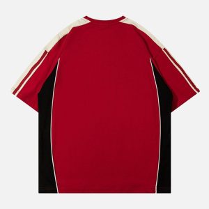 Concert Outfit Color-Blocked Strip Racing T-Shirt