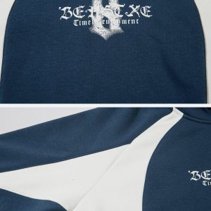 Concert Outfit Color Blocking Gothic Letter Hoodie
