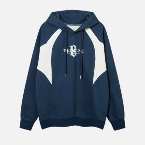Concert Outfit Color Blocking Gothic Letter Hoodie