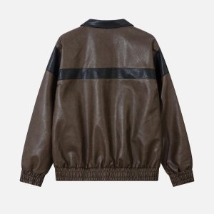 Concert Outfit Color Blocking Stripe Faux Leather Jacket