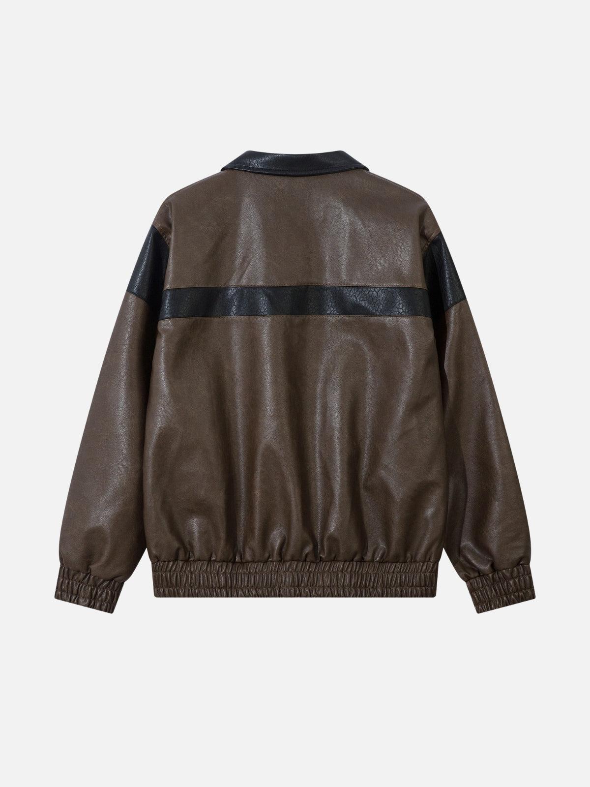 Concert Outfit Color Blocking Stripe Faux Leather Jacket Concert Outfit Color Blocking Stripe Faux Leather Jacket