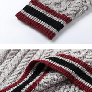 Concert Outfit Colorblock Lettering V-Neck Sweater