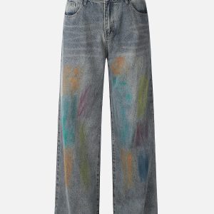 Concert Outfit Colorful Graffiti Jeans