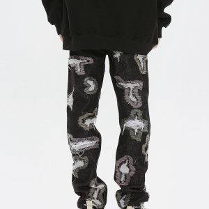 Concert Outfit Colorful Hole Jeans