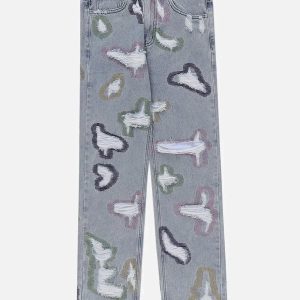 Concert Outfit Colorful Hole Jeans