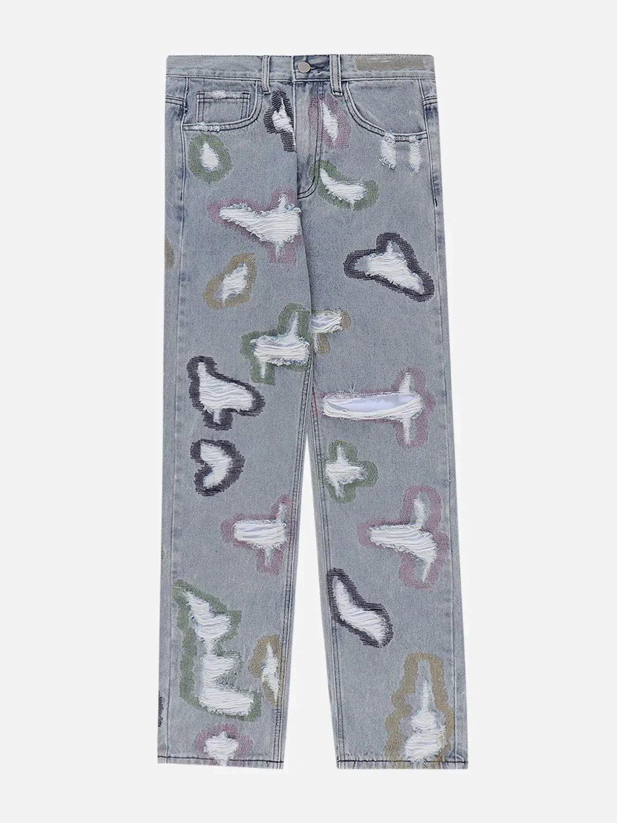 Concert Outfit Colorful Hole Jeans Concert Outfit Colorful Hole Jeans