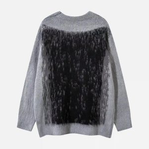 Concert Outfit Contrast Color Cross Sweater