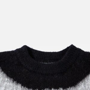 Concert Outfit Contrast Color Cross Sweater