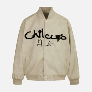 Concert Outfit Contrast Color Embroidery Bomber Jacket