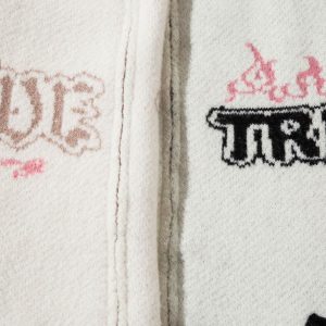 Concert Outfit Contrast Color Jacquard Mock Neck Zipper Sweater