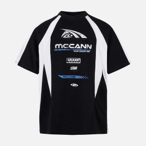 Concert Outfit Contrast Color Motorcycle Print T-Shirt