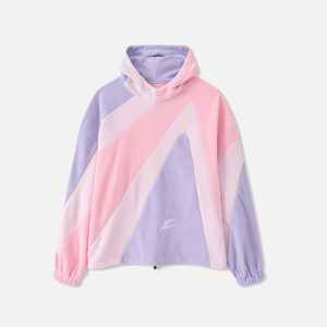 Concert Outfit Contrast Color Panel Embroidery Hoodie