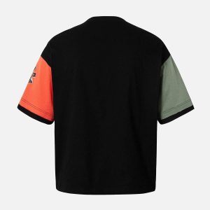 Concert Outfit Contrast Color Patchwork Print T-Shirt