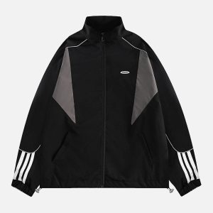 Concert Outfit Contrast color patchwork Track Jacket