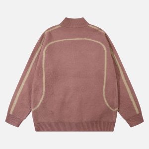 Concert Outfit Contrast Color Racing Zip-Up Cardigan