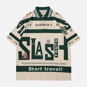 Concert Outfit Contrast Color Slash Polo Shirt