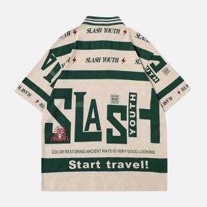 Concert Outfit Contrast Color Slash Polo Shirt