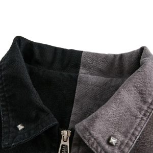 Concert Outfit Contrast Color Spliced Graffiti Zip Up Jacket